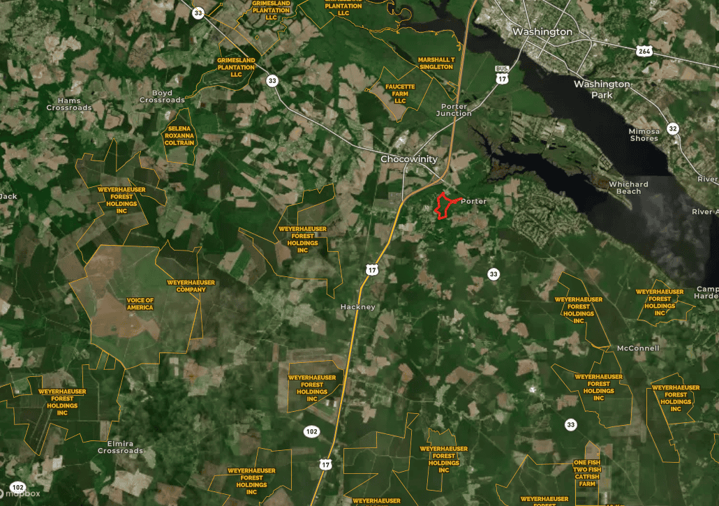 53-Acre Duck Hunting Land on Chocowinity Creek